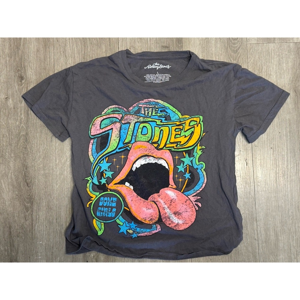 Rolling Stones Some Girls T Shirt Mens Large Band Graphic Tongue Tee Black